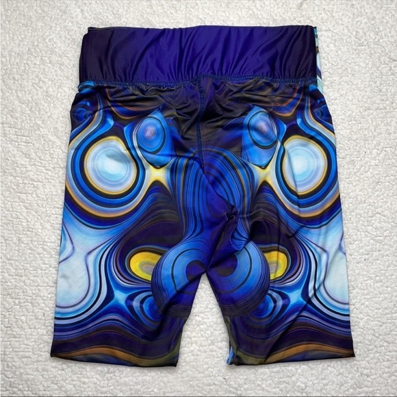 Sports Leggings Blue spiral Galaxy circles Size Small Med Gym Workout Space - Picture 5 of 11